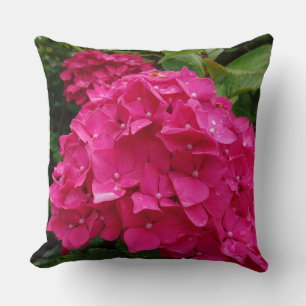 Bright Pink Hydrangea Throw Pillow