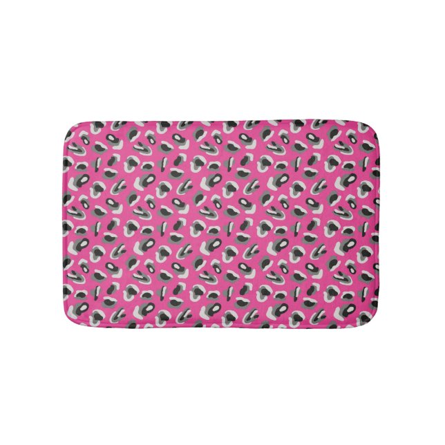 Bright Pink Leopard Animal Print Bath Mat (Front)