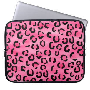 Bright Pink Leopard Print Pattern. Laptop Sleeve