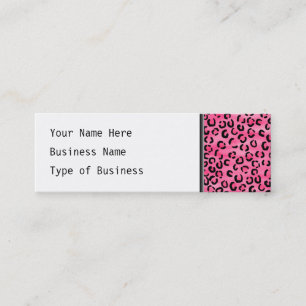Bright Pink Leopard Print Pattern. Mini Business Card