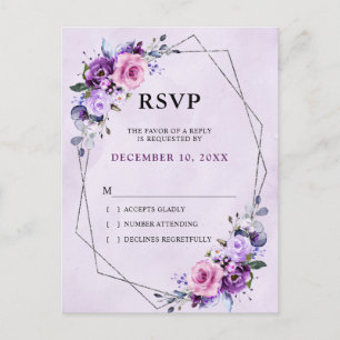Bright Pink Lilac Purple Shades Flowers  RSVP Postcard