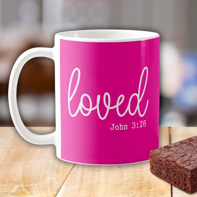 Bright Pink Love Faith Quote minimalist Coffee Mug (Creator Uploaded)
