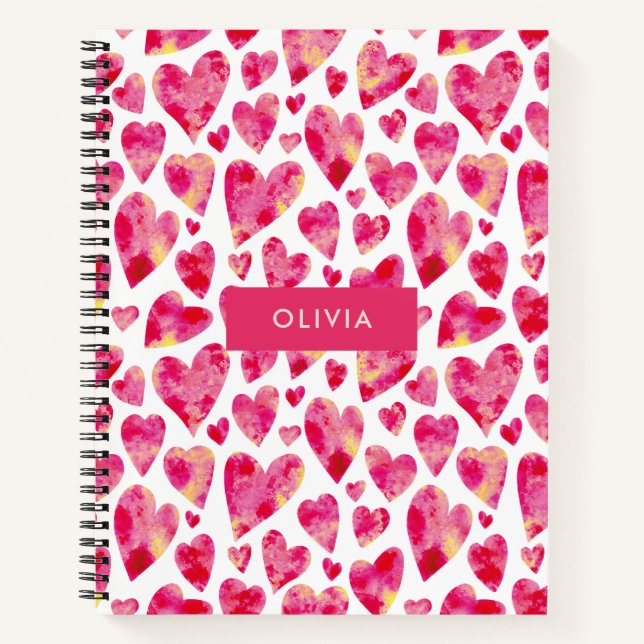 Bright Pink Love Heart Notebook (Front)