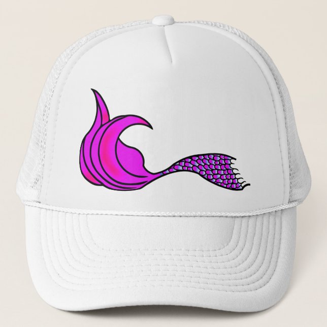 Bright Pink Mermaid Tail Trucker Hat (Front)