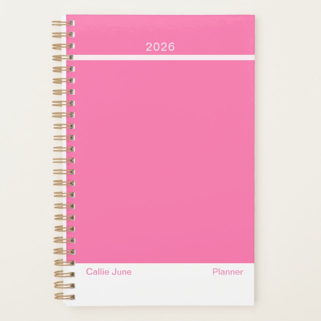 Bright Pink Minimalist Planner (Front)