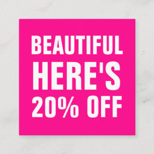 Bright pink minimalist trendy simple modern discount card