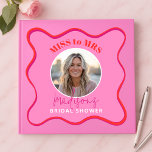 Bright Pink Miss to Mrs Bridal Shower Guestbook<br><div class="desc">Celebrate the bride-to-be with this vibrant pink guestbook featuring a playful, wavy frame and Miss to Mrs text. Perfect for bridal showers or bachelorette parties, it allows guests to leave well-wishes, advice, and sweet memories. Easily personalise it with her name, photo, and event details for a modern keepsake she will...</div>