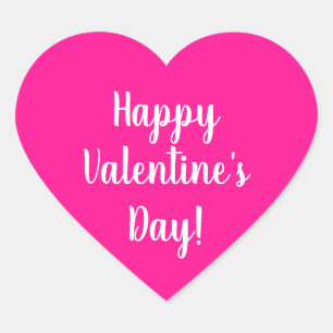 Bright Pink Modern Happy Valentine's Day Heart Sticker