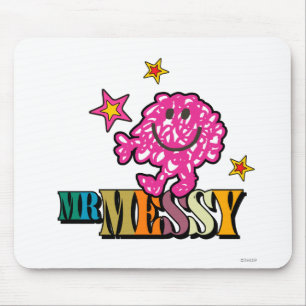 Bright Pink Mr. Messy   Sparkling Stars Mouse Pad