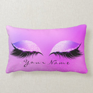 Bright Pink Name Princess Beauty Lashes Makeup Lumbar Cushion
