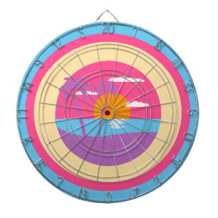 Bright pink neon tropical summer palm tree island dartboard