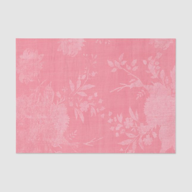 Bright Pink on Pink Floral Pattern Tissue Paper (Front)