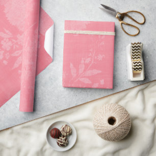 Bright Pink on Pink Floral Pattern Wrapping Paper