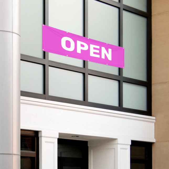 Bright Pink OPEN Banner (Outside Building)