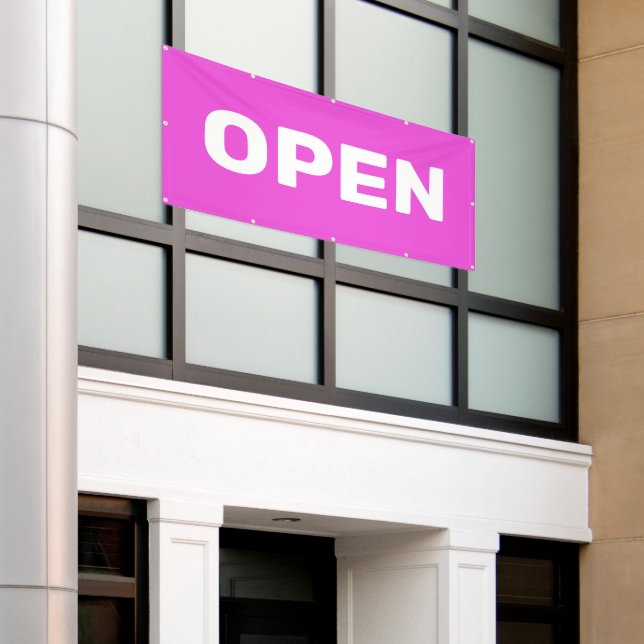 Bright Pink OPEN Banner (Outside Building)