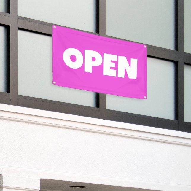 Bright Pink OPEN Banner (Outside Building)