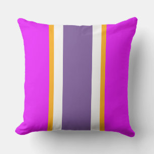 Bright Pink Orange Purple White Racing Stripes Cushion