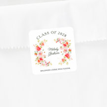 Bright Pink Orange Red Floral Class of Graduation