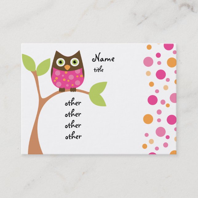 Bright Pink Owl Baby Business Card (Front)