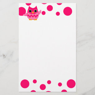 Bright Pink Owl Stationery