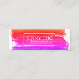 Bright Pink paint stripe hand painted Mini Business Card