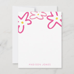 Bright Pink Painterly Flower Personalised Card