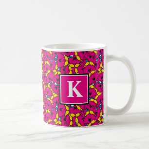 Bright Pink Pattern   Monogram Coffee Mug