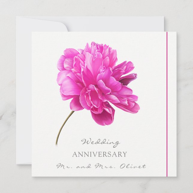 Bright Pink Peony Anniversary Any Years Invitation (Front)