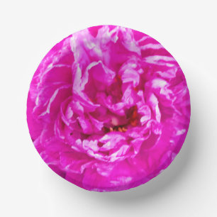Bright Pink Peony Bowl, 7" Paper Bowl Plate