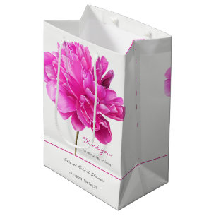 Bright Pink Peony Bridal Shower Medium Gift Bag