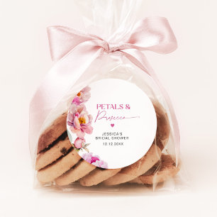 Bright pink peony petals and prosecco bridal classic round sticker