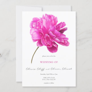 Bright Pink Peony Wedding Invitation