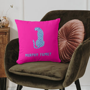 Bright Pink Personalised Modern Cheetah Pillow