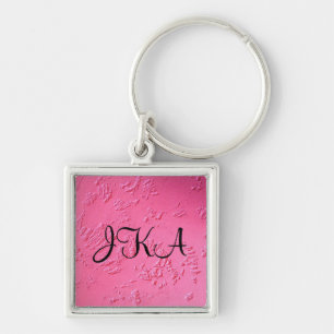 Bright Pink personalised name or initials Key Ring