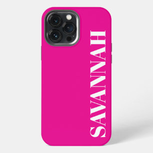 Bright Pink  personalised name simple  iPhone 13 Pro Max Case