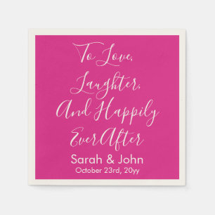 Bright Pink Personalised Script Wedding Reception  Napkin