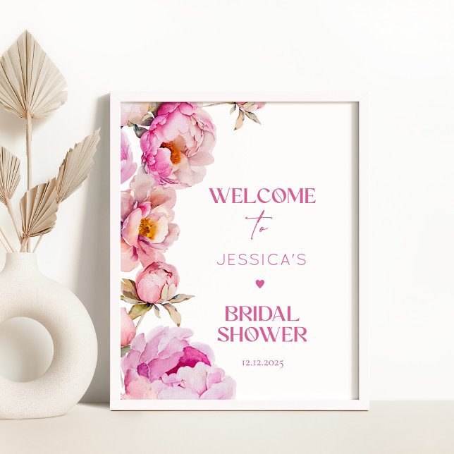 Bright pink petals and prosecco bridal welcome poster (Creator Uploaded)