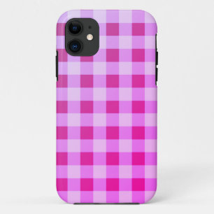 Bright Pink Plaid Gingham iPhone 11 Case