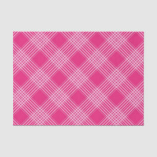 Bright Pink Plaid Pattern Tissue Paper