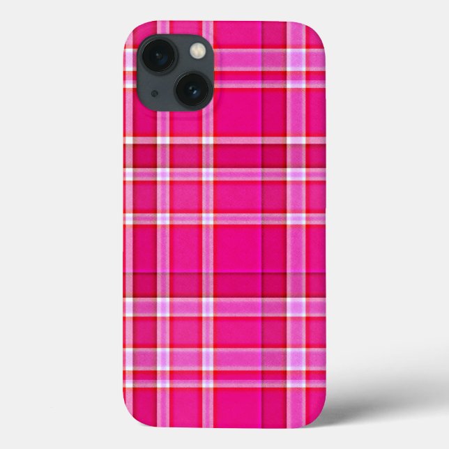 Bright Pink Plaid Tartan Case-Mate iPhone Case (Back)