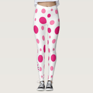 Bright Pink Polka Dots Custom Name & Monogram Leggings