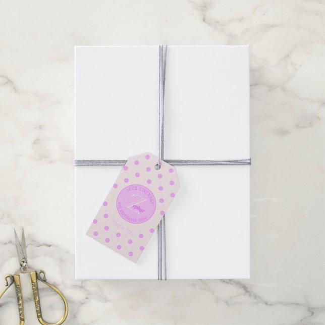 Bright Pink Polka Dots Pinkish White Gift Tag (With Twine)