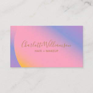 Bright Pink Purple Gradient Chic Elegant Monogram Business Card