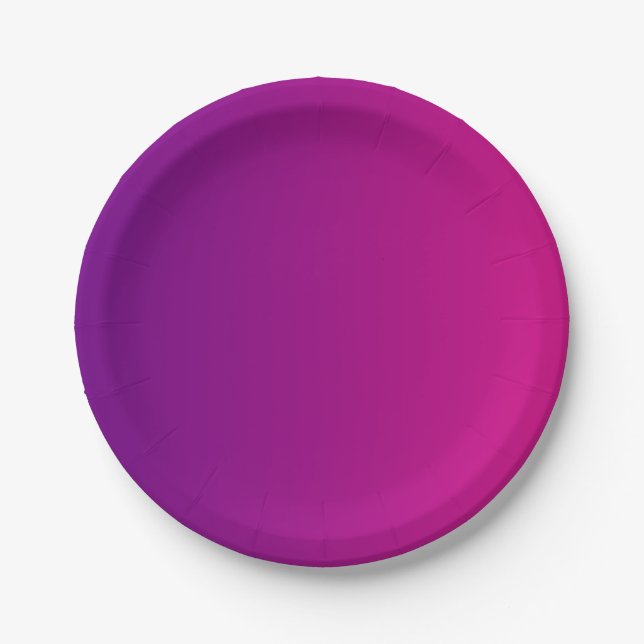 BRIGHT Pink + Purple Gradient Colour Paper Plates (Front)