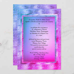 Bright Pink Purple Multi Patterned Elegant Wedding Invitation