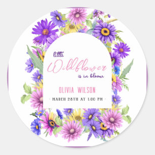 Bright pink purple wildflower is on its way #3 classic round sticker