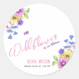 Bright pink purple wildflower is on its way #5 classic round sticker
