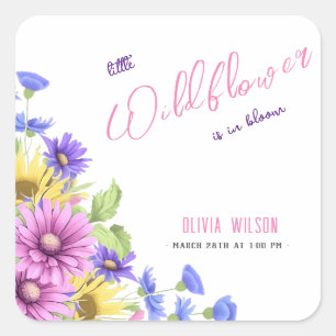 Bright pink purple wildflower is on its way #6 square sticker