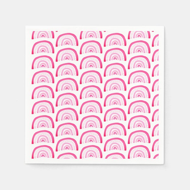  Bright Pink Rainbow Pattern Napkin (Front)