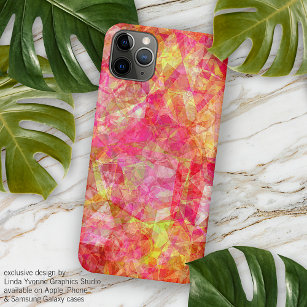 Bright Pink Red Orange Yellow Polygon Mosaic Art iPhone 13 Pro Max Case